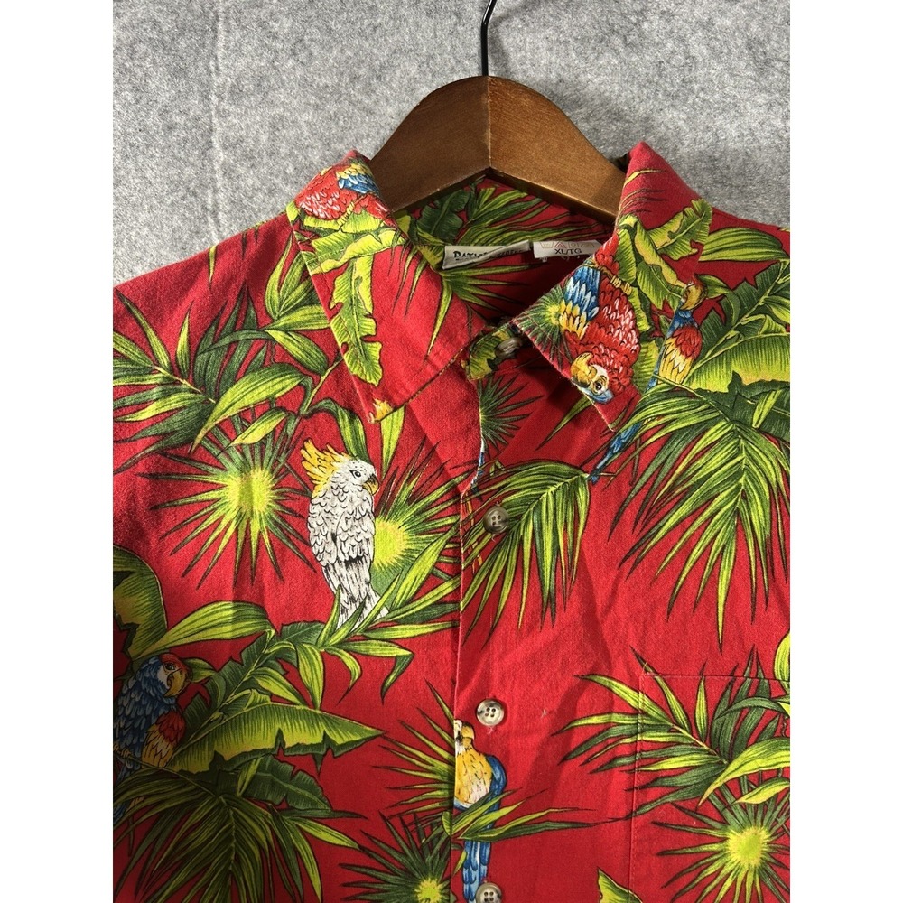 Vintage PatioWear Tropical Y2K Parrot Hawaiian Shirt Red Made in Canada XL Tall